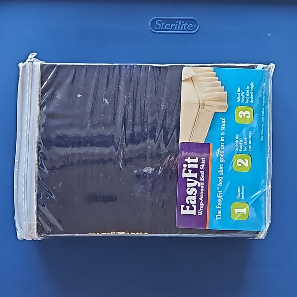 Adjustable Bed Skirt Dust Ruffle Navy Blue